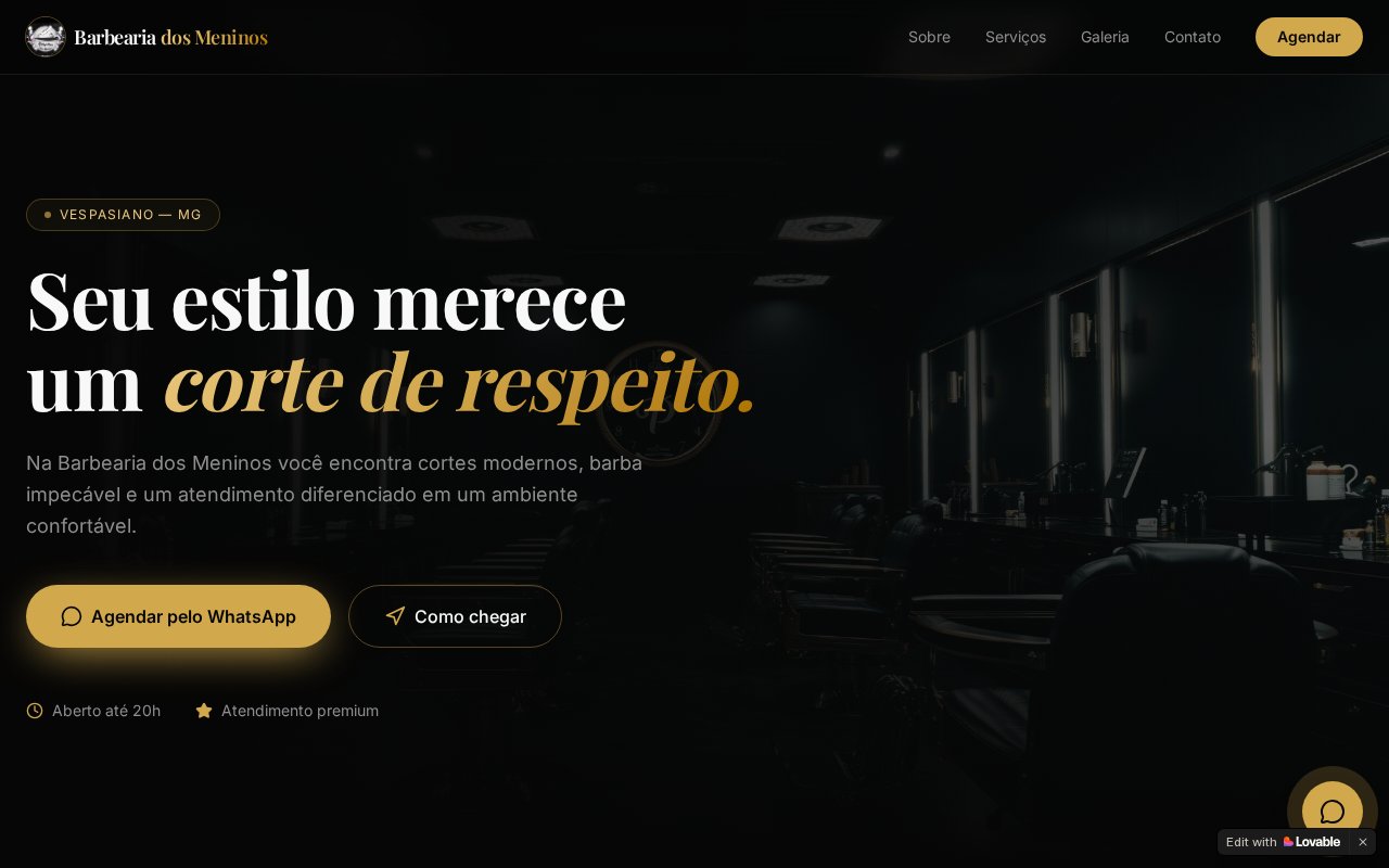 Captura do site Barbearia dos Meninos